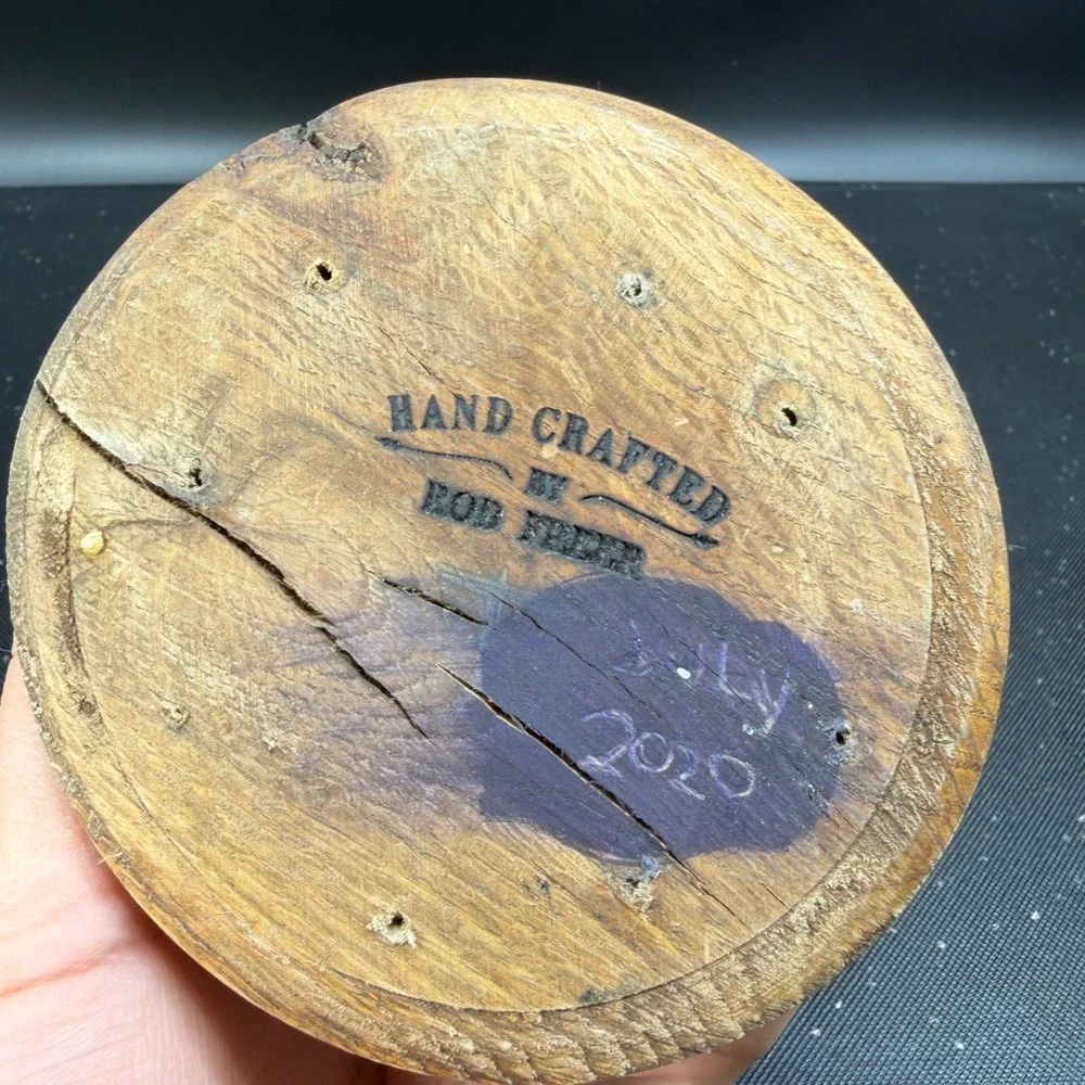 Rob Freer Hand Crafted Live Edge‎ Wood Bowl Pedestal Base Artisan Decor Signed